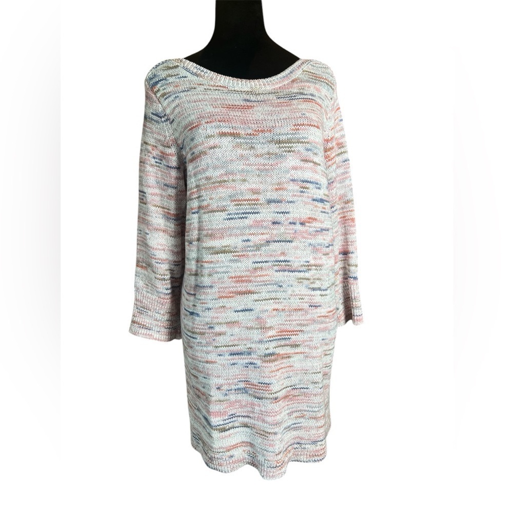 J. Jill Cotton Space Dye Sweater Tunic Size Medium Multicolor Knit Pullover